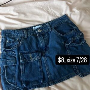 Blue Cargo Mini Skirt for Casual Nights